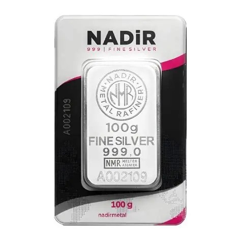 شمش نقره ندیر 100 گرمی